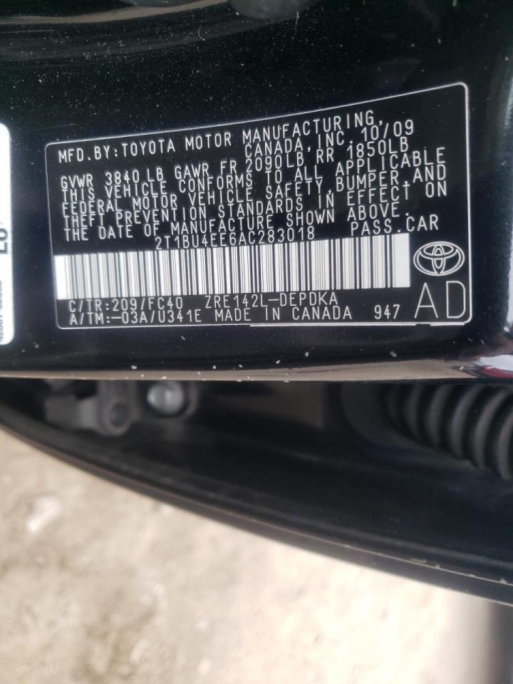 Photo 10 from auction – 2010 TOYOTA COROLLA BA with VIN 2T1BU4EE6AC283018