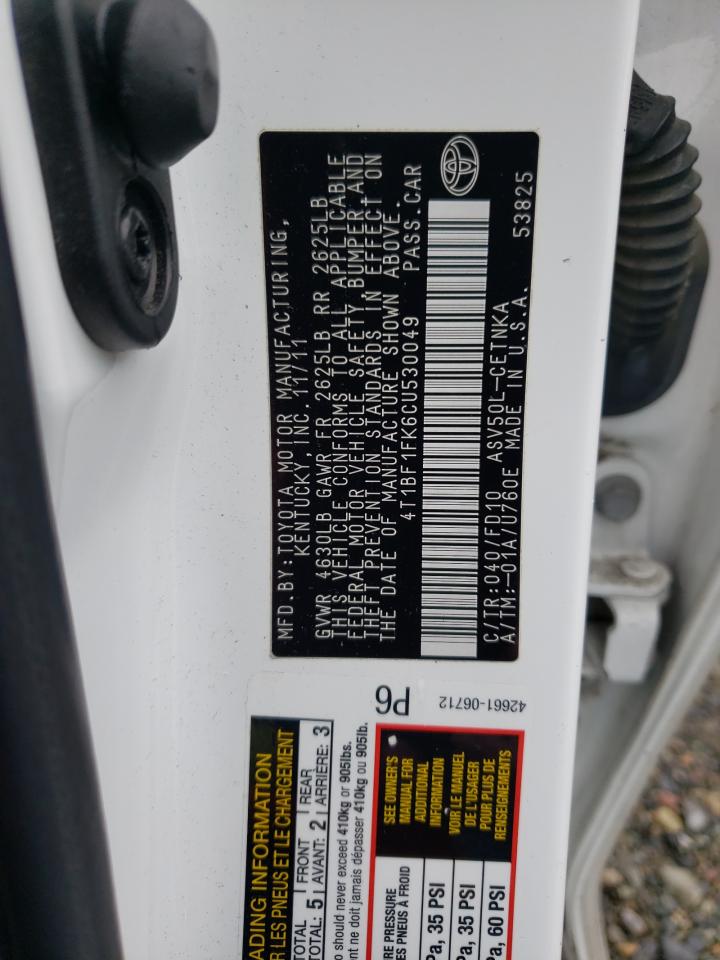 Photo 10 from auction – 2012 TOYOTA CAMRY BASE with VIN 4T1BF1FK6CU530049