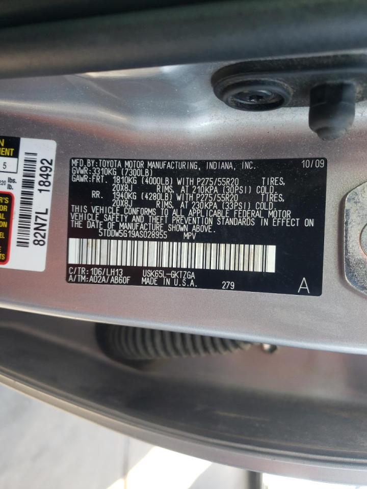 Photo 10 from auction – 2010 TOYOTA SEQUOIA PL with VIN 5TDDW5G19AS028955