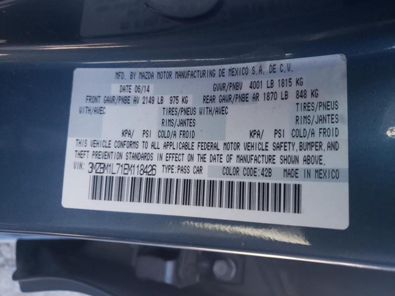 Photo 10 from auction – 2014 MAZDA 3 TOURING with VIN 3MZBM1L71EM118426