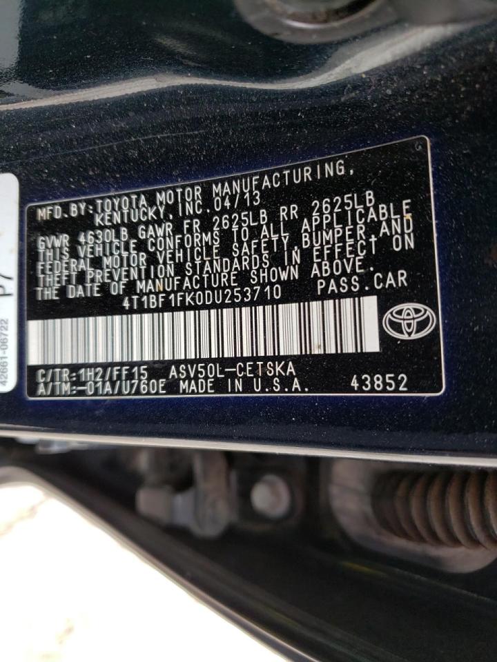 Photo 10 from auction – 2013 TOYOTA CAMRY L with VIN 4T1BF1FK0DU253710