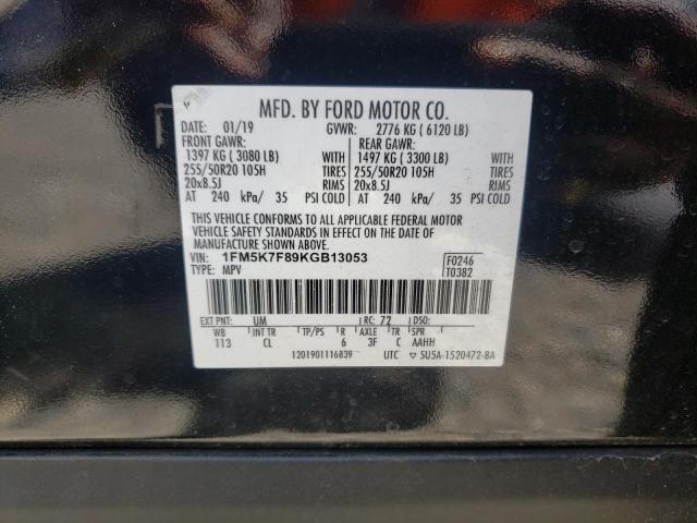 Photo 10 from auction – 2019 FORD EXPLORER with VIN 1FM5K7F89KGB13053