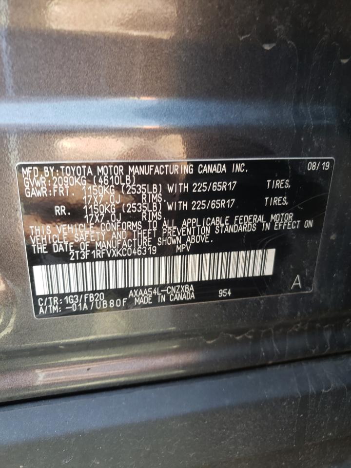 Photo 10 from auction – 2019 TOYOTA RAV4 LE with VIN 2T3F1RFVXKC046319