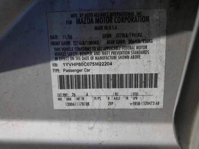 Photo 10 from auction – 2007 MAZDA 6 I with VIN 1YVHP80C075M22204