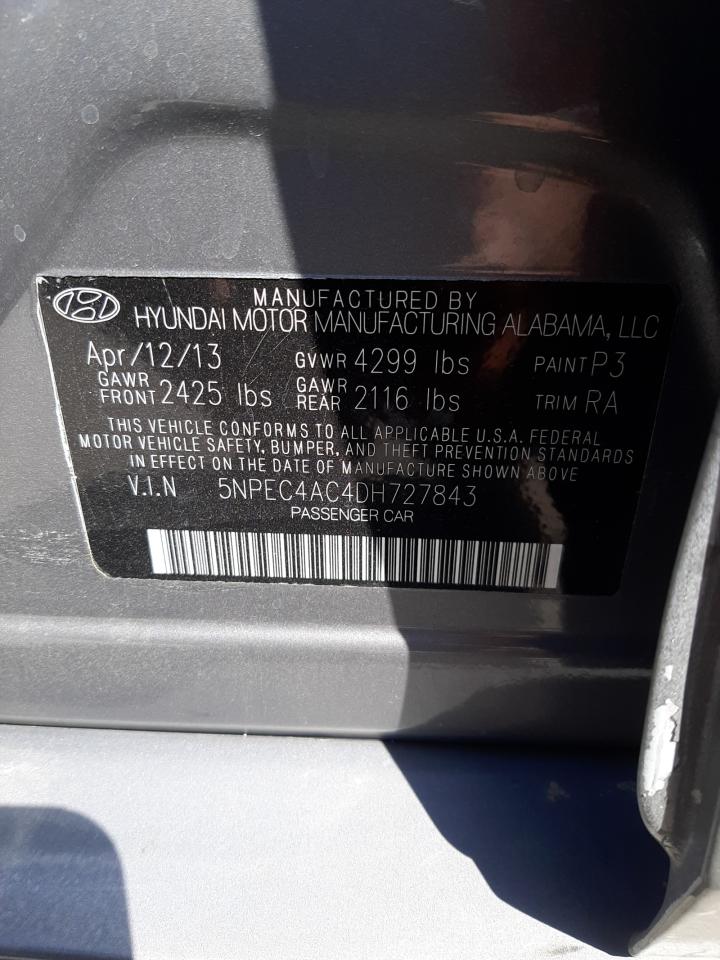 Photo 10 from auction – 2013 HYUNDAI SONATA SE with VIN 5NPEC4AC4DH727843
