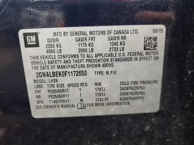 Photo 10 from auction – 2015 CHEVROLET EQUINOX LT with VIN 2GNALBEK0F1172650