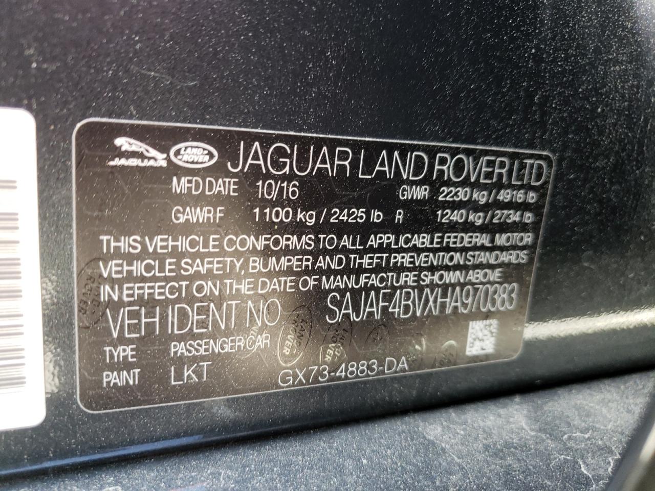 Photo 10 from auction – 2017 JAGUAR XE R - SPO with VIN SAJAF4BVXHA970383