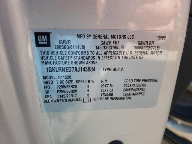 Photo 10 from auction – 2010 GMC ACADIA SLT with VIN 1GKLRNED7AJ143684