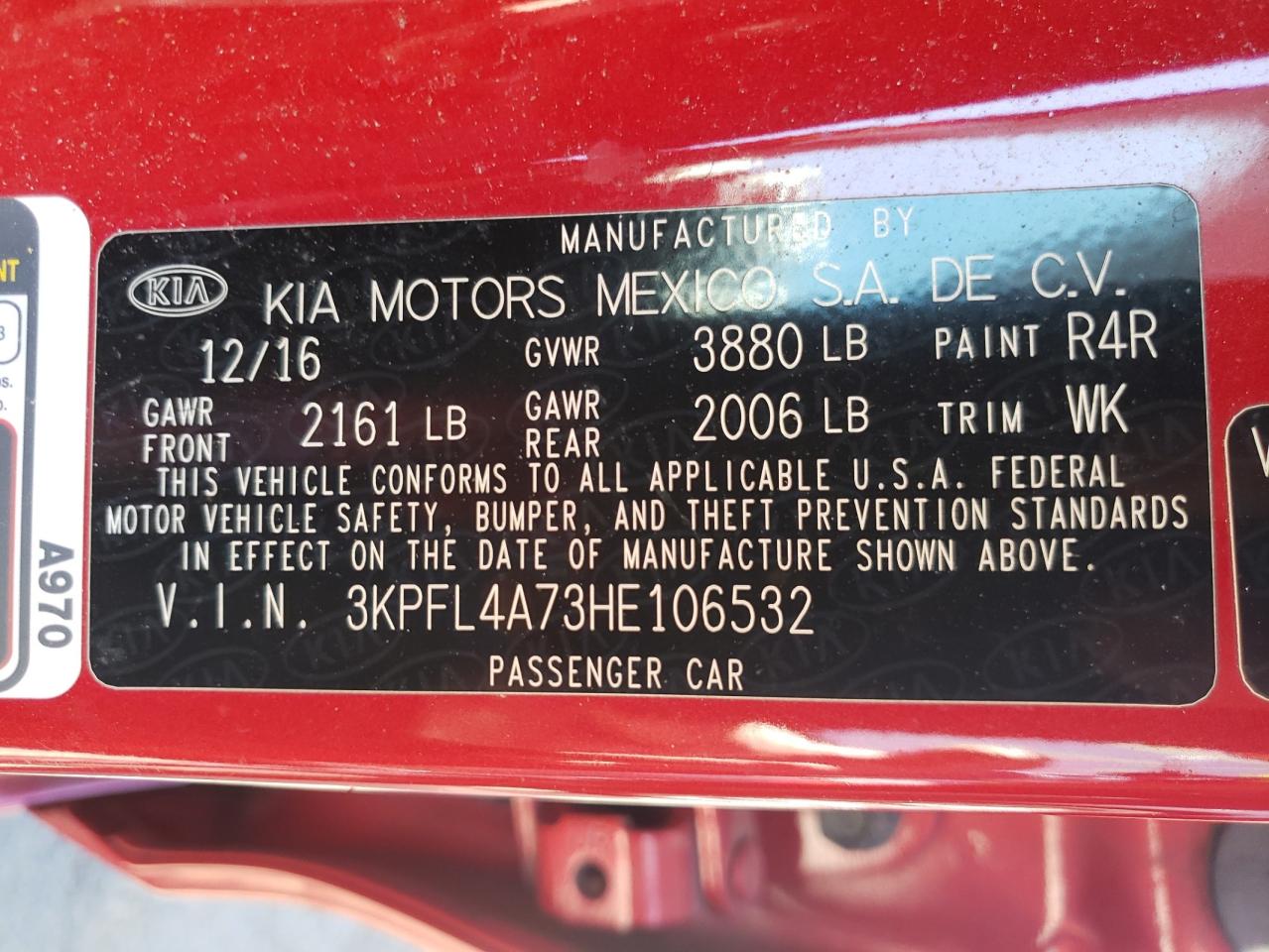 Photo 10 from auction – 2017 KIA FORTE LX with VIN 3KPFL4A73HE106532