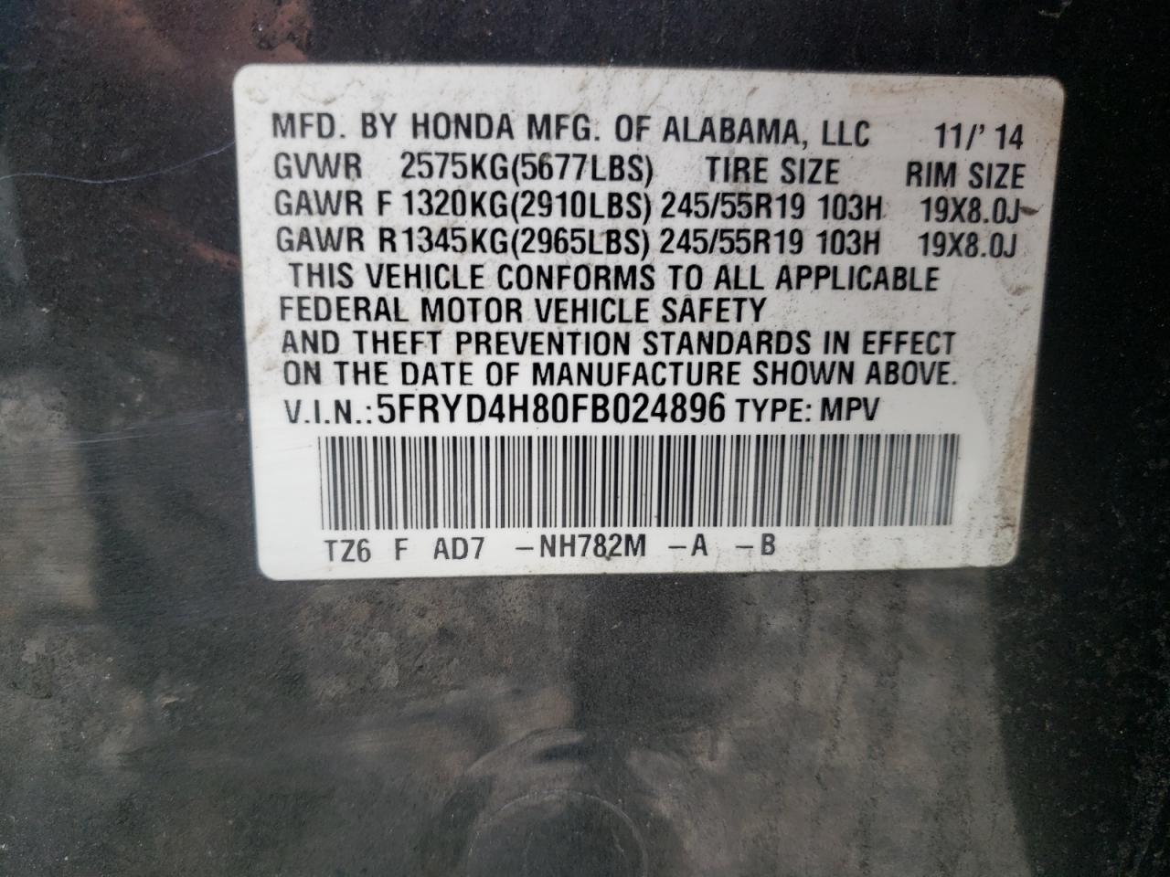 Zdjęcie 10 z aukcji – 2015 ACURA MDX ADVANC z VIN 5FRYD4H80FB024896