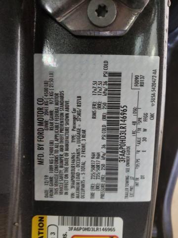 Photo 10 from auction – 2020 FORD FUSION SE with VIN 3FA6P0HD3LR146965
