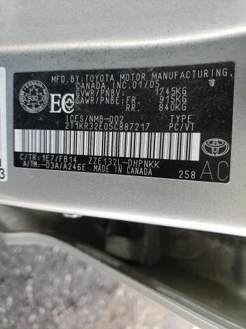Photo 10 from auction – 2005 TOYOTA COROLLA MA with VIN 2T1KR32E05C887217