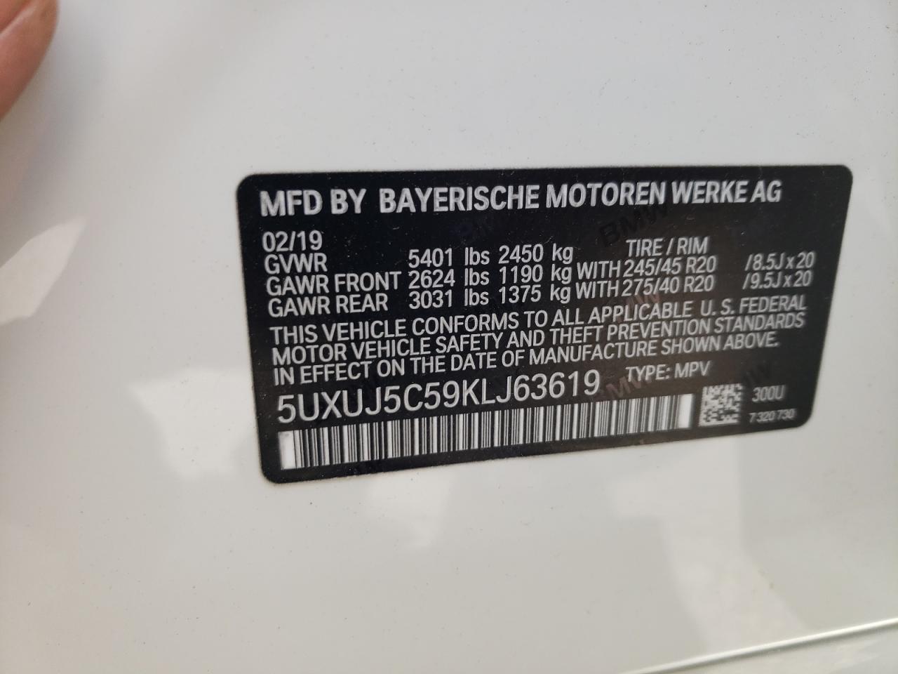 Photo 10 from auction – 2019 BMW X4 M40I with VIN 5UXUJ5C59KLJ63619