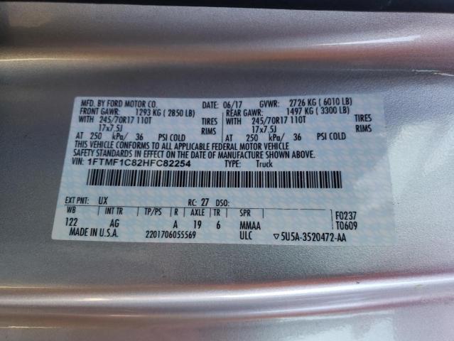 Photo 10 from auction – 2017 FORD F150 with VIN 1FTMF1C82HFC82254