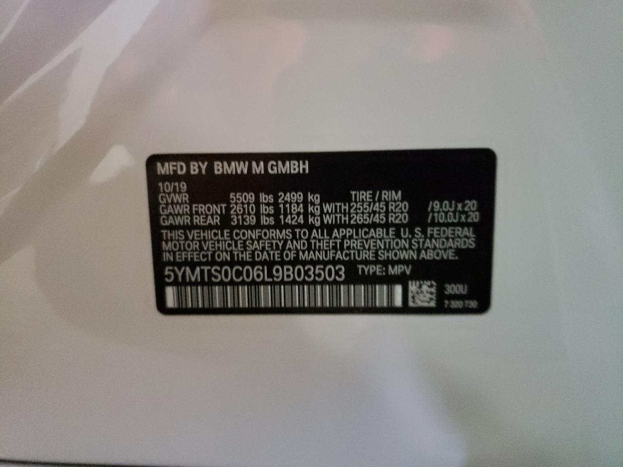 Photo 10 from auction – 2020 BMW X3 M COMPE with VIN 5YMTS0C06L9B03503