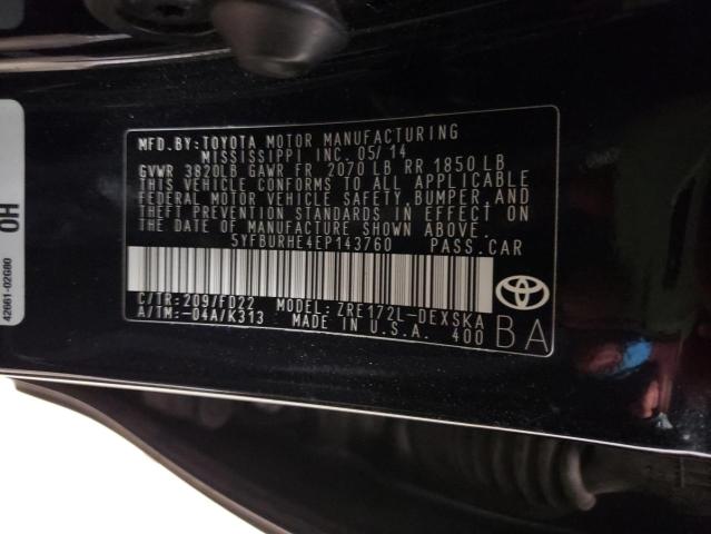 Photo 10 from auction – 2014 TOYOTA COROLLA L with VIN 5YFBURHE4EP143760
