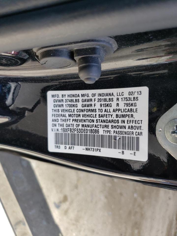 Photo 10 from auction – 2013 HONDA CIVIC LX with VIN 19XFB2F53DE018086