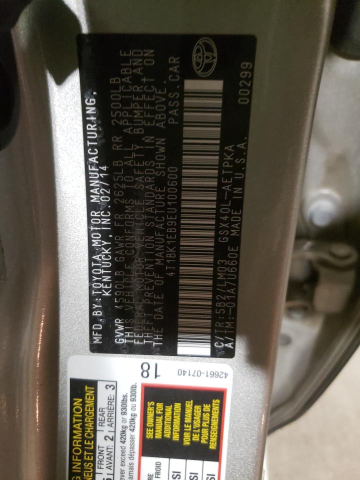 Photo 10 from auction – 2014 TOYOTA AVALON BAS with VIN 4T1BK1EB9EU100600