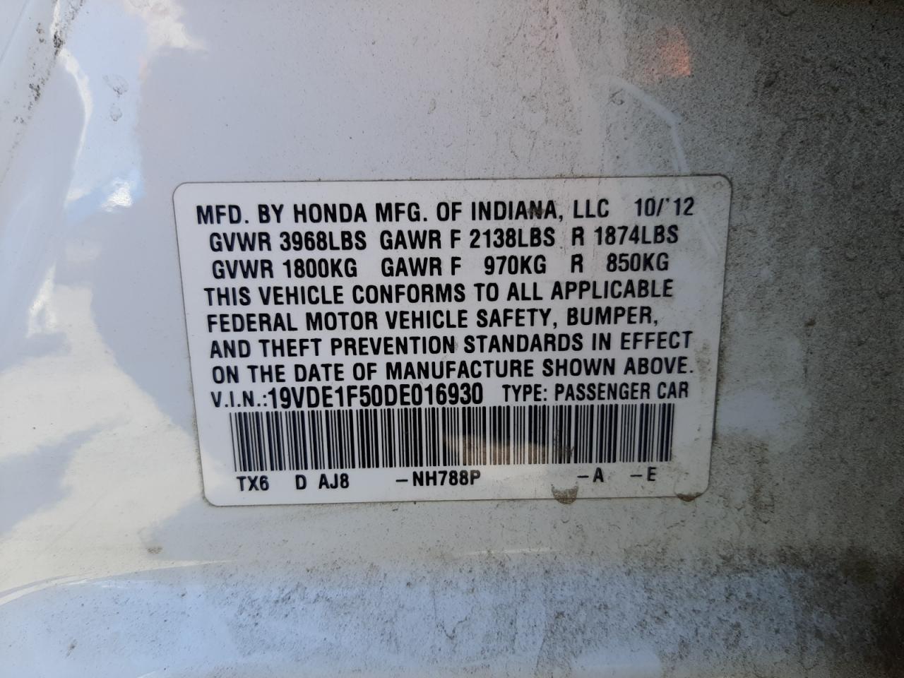Photo 10 from auction – 2013 ACURA ILX 20 PRE with VIN 19VDE1F50DE016930