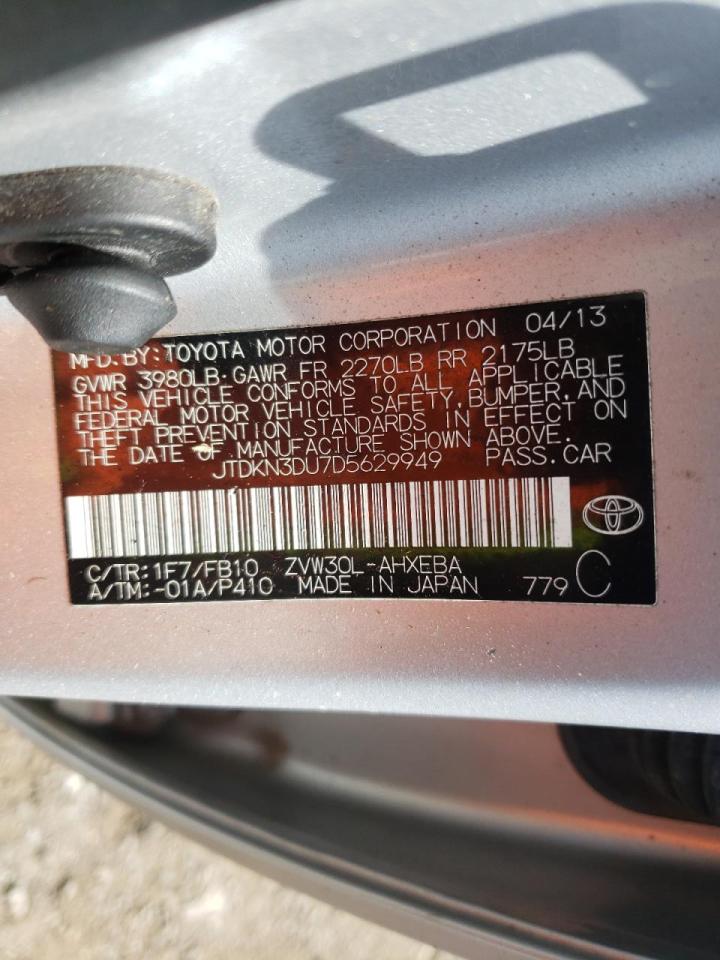 Photo 10 from auction – 2013 TOYOTA PRIUS with VIN JTDKN3DU7D5629949