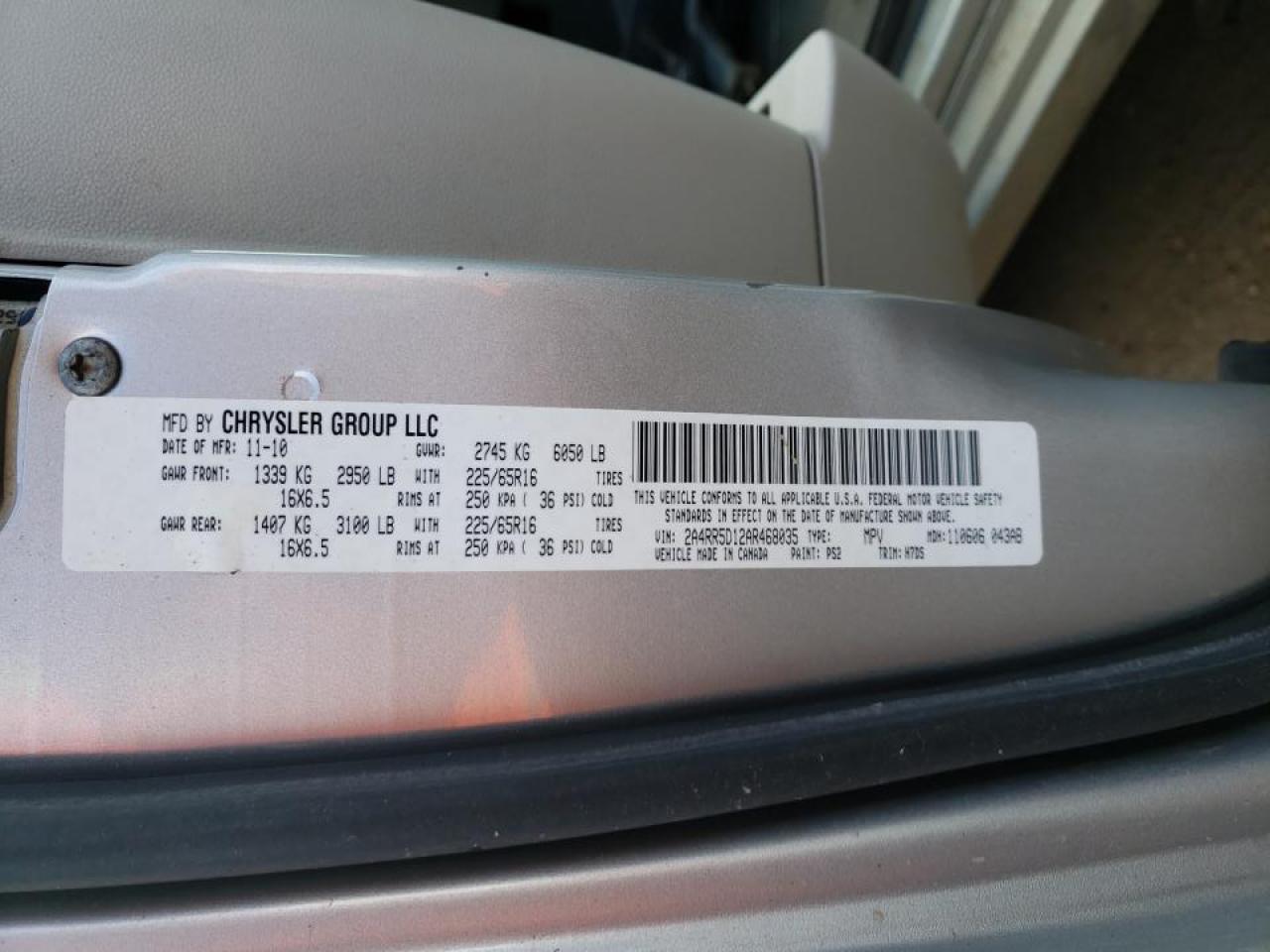 Photo 10 from auction – 2010 CHRYSLER TOWN & COU with VIN 2A4RR5D12AR468035