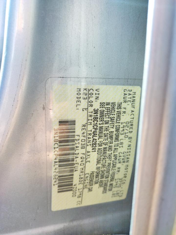 Photo 10 from auction – 2010 NISSAN VERSA S with VIN 3N1BC1CP4AL428241