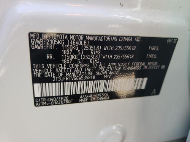 Photo 10 from auction – 2016 TOYOTA RAV4 SE with VIN 2T3JFREV6GW535948