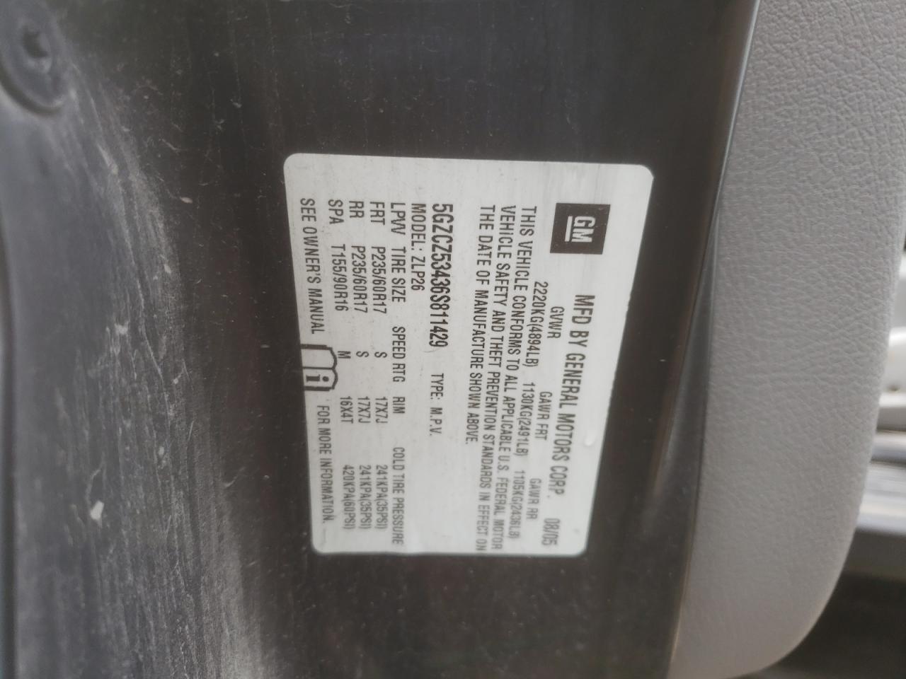 Photo 10 from auction – 2006 SATURN VUE with VIN 5GZCZ53436S811429