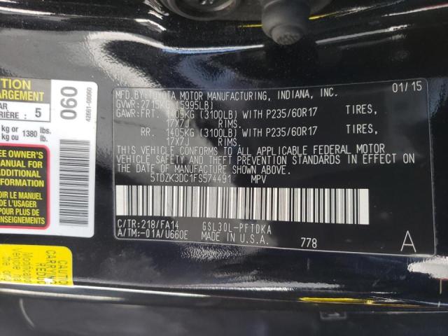Photo 10 from auction – 2015 TOYOTA SIENNA with VIN 5TDZK3DC1FS574491