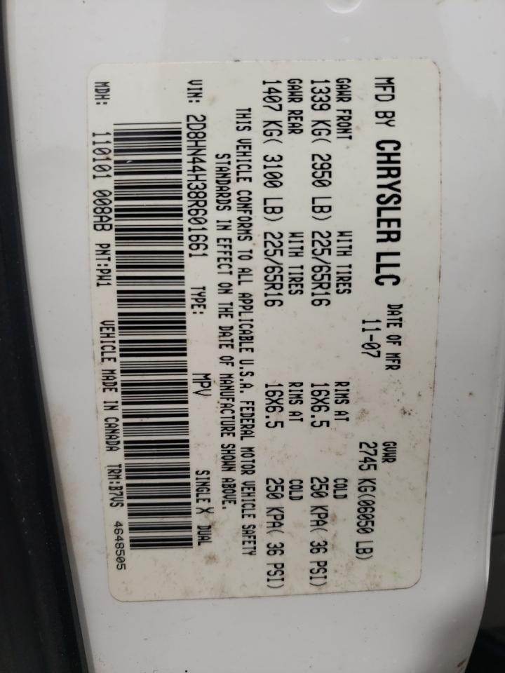 Photo 10 from auction – 2008 DODGE GRAND CARA with VIN 2D8HN44H38R601661