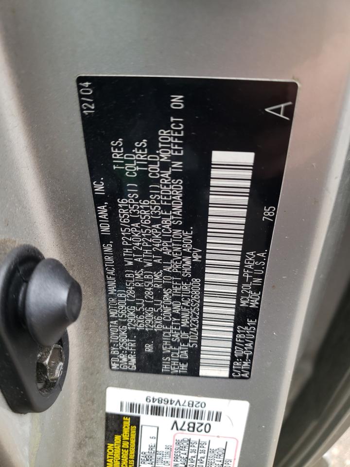 Photo 10 from auction – 2005 TOYOTA SIENNA CE with VIN 5TDZA23C25S268008