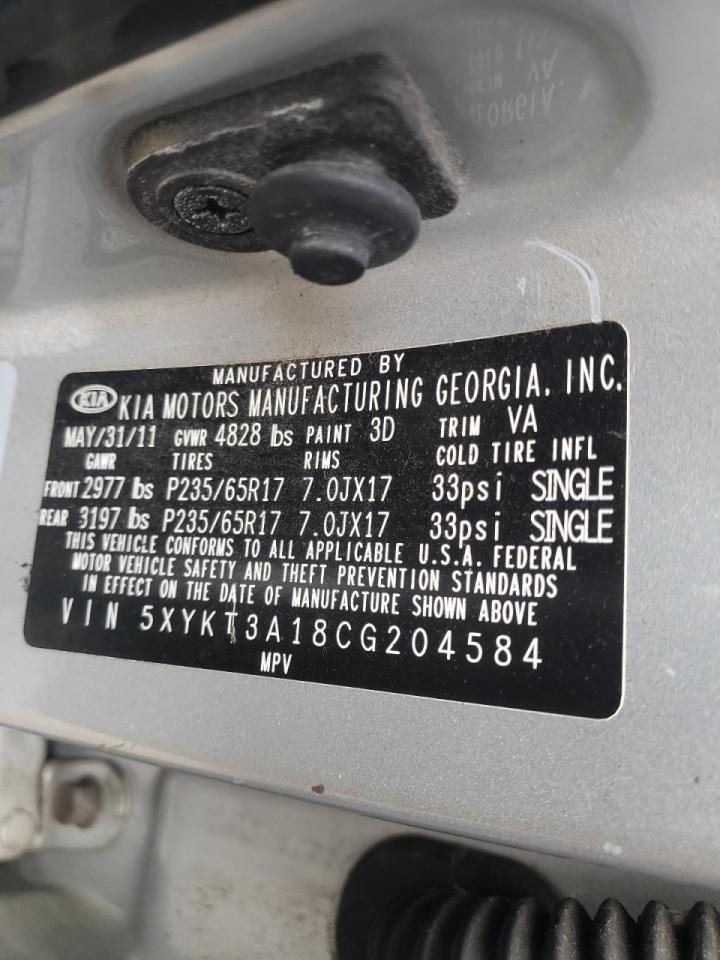 Photo 10 from auction – 2012 KIA SORENTO BA with VIN 5XYKT3A18CG204584