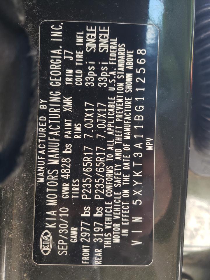 Photo 10 from auction – 2011 KIA SORENTO BA with VIN 5XYKT3A11BG112568