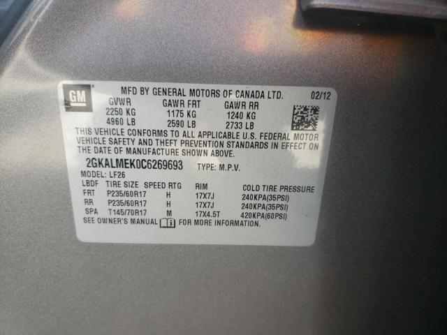 Photo 10 from auction – 2012 GMC TERRAIN SL with VIN 2GKALMEK0C6269693