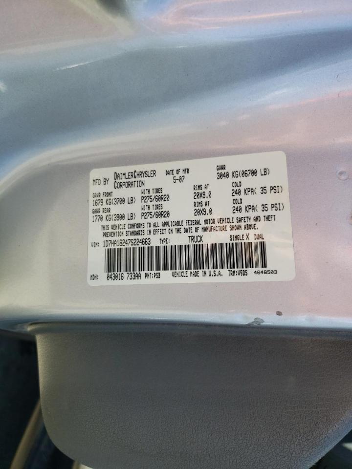 Photo 10 from auction – 2007 DODGE RAM 1500 S with VIN 1D7HA18247S224663