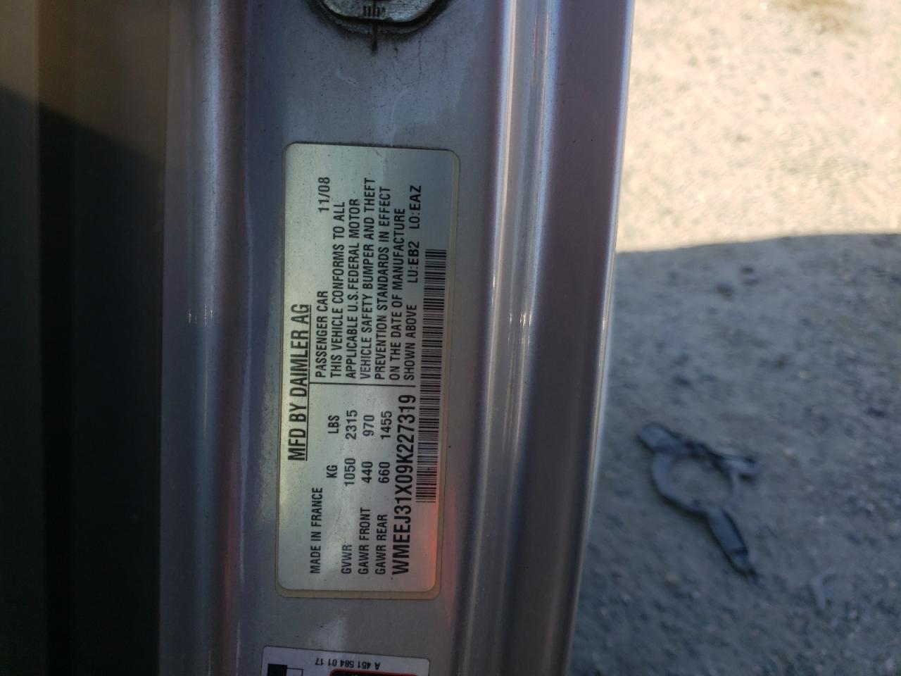 Photo 10 from auction – 2009 SMART FORTWO with VIN WMEEJ31X09K227319