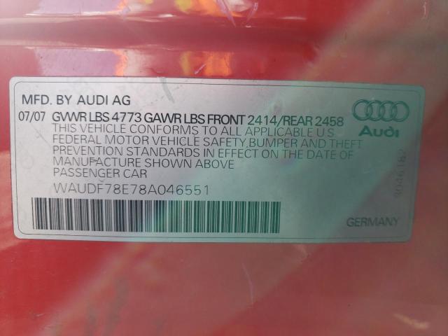 Photo 10 from auction – 2008 AUDI A4 2.0T QU with VIN WAUDF78E78A046551
