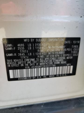 Photo 10 from auction – 2019 SUBARU OUTBACK 2. with VIN 4S4BSAFC2K3277790