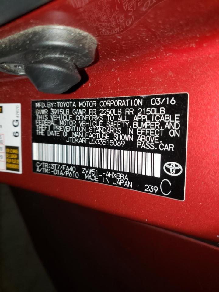 Photo 10 from auction – 2016 TOYOTA PRIUS with VIN JTDKARFU5G3515069