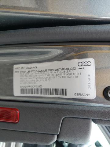 Photo 10 from auction – 2019 AUDI A4 PREMIUM with VIN WAUGMAF43KA102650