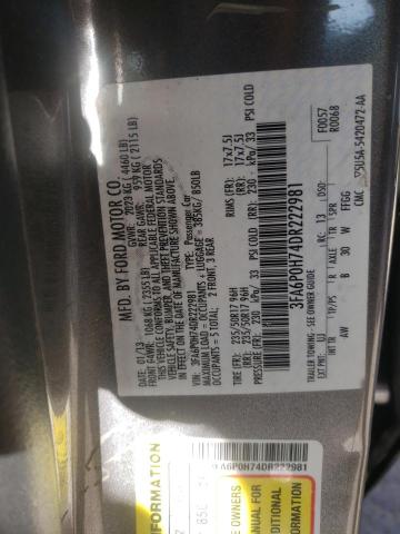Photo 10 from auction – 2013 FORD FUSION SE with VIN 3FA6P0H74DR222981