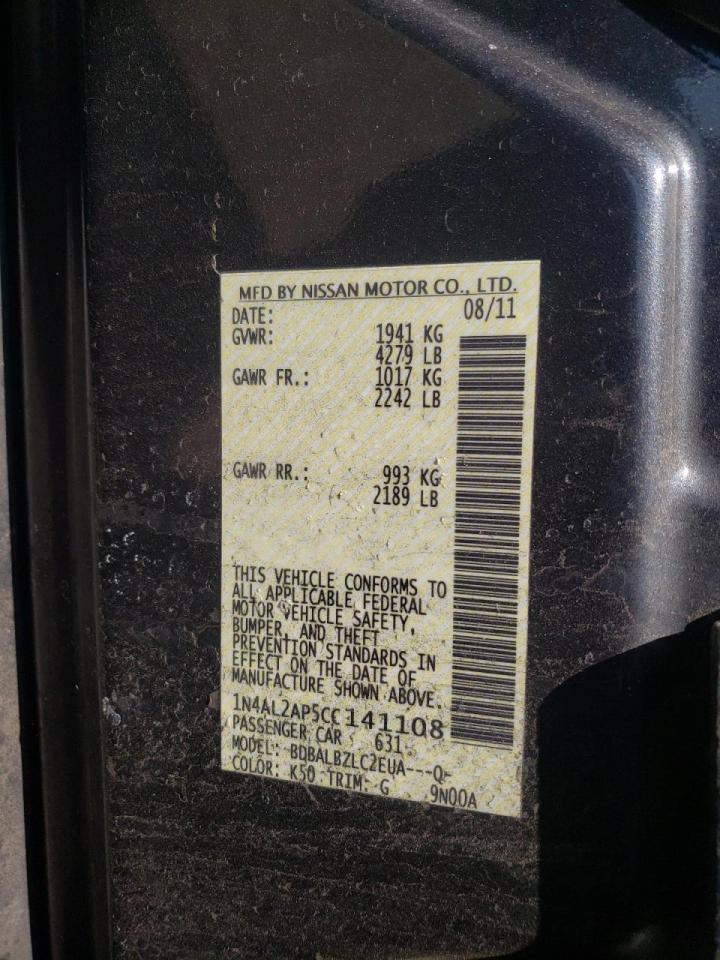 Photo 10 from auction – 2012 NISSAN ALTIMA BAS with VIN 1N4AL2AP5CC141108