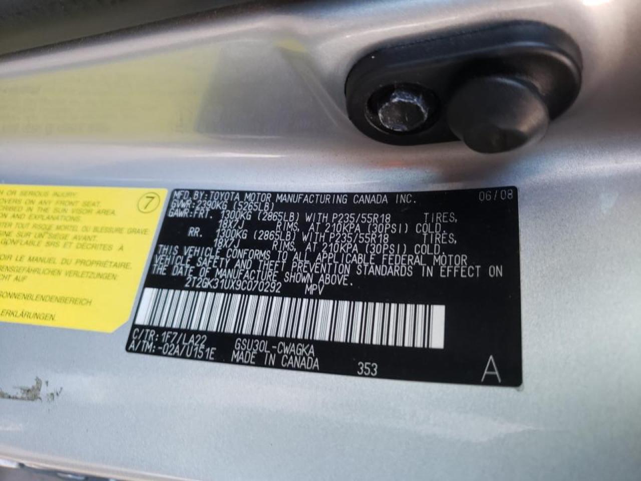 Photo 10 from auction – 2009 LEXUS RX 350 with VIN 2T2GK31UX9C070292