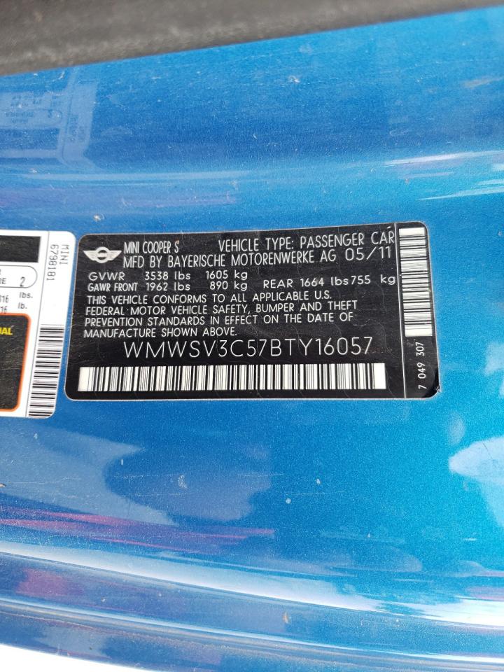 Photo 10 from auction – 2011 MINI COOPER S with VIN WMWSV3C57BTY16057