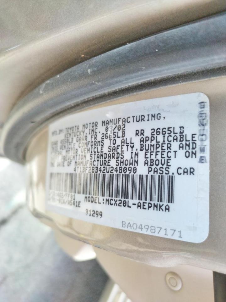 Photo 10 from auction – 2002 TOYOTA AVALON with VIN 4T1BF28B42U248090