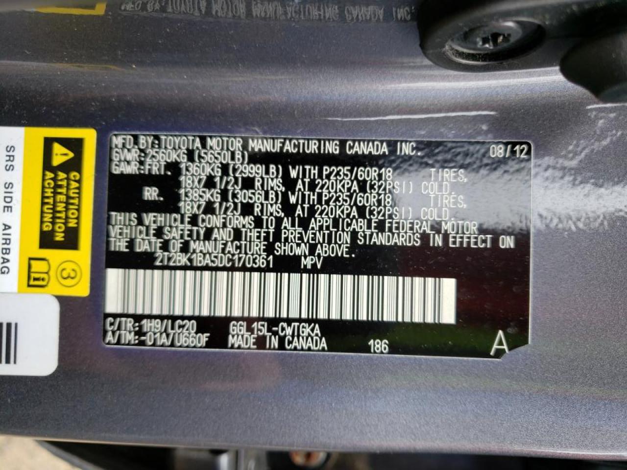 Photo 10 from auction – 2013 LEXUS RX 350 BAS with VIN 2T2BK1BA5DC170361