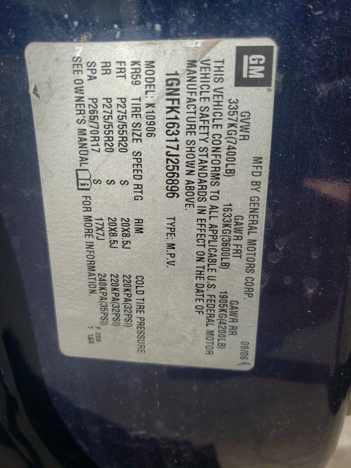 Photo 10 from auction – 2007 CHEVROLET SUBURBAN with VIN 1GNFK16317J256896