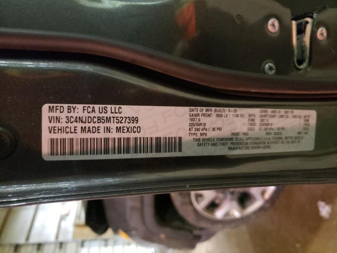 Photo 10 from auction – 2021 JEEP COMPASS LI with VIN 3C4NJDCB5MT527399