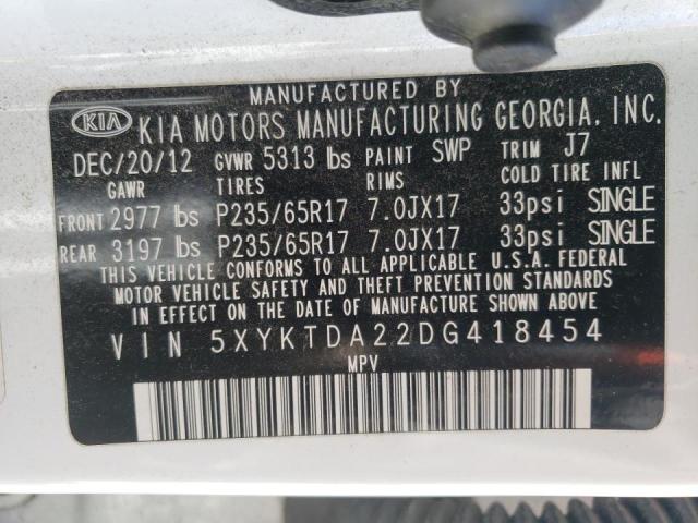 Photo 10 from auction – 2013 KIA SORENTO LX with VIN 5XYKTDA22DG418454