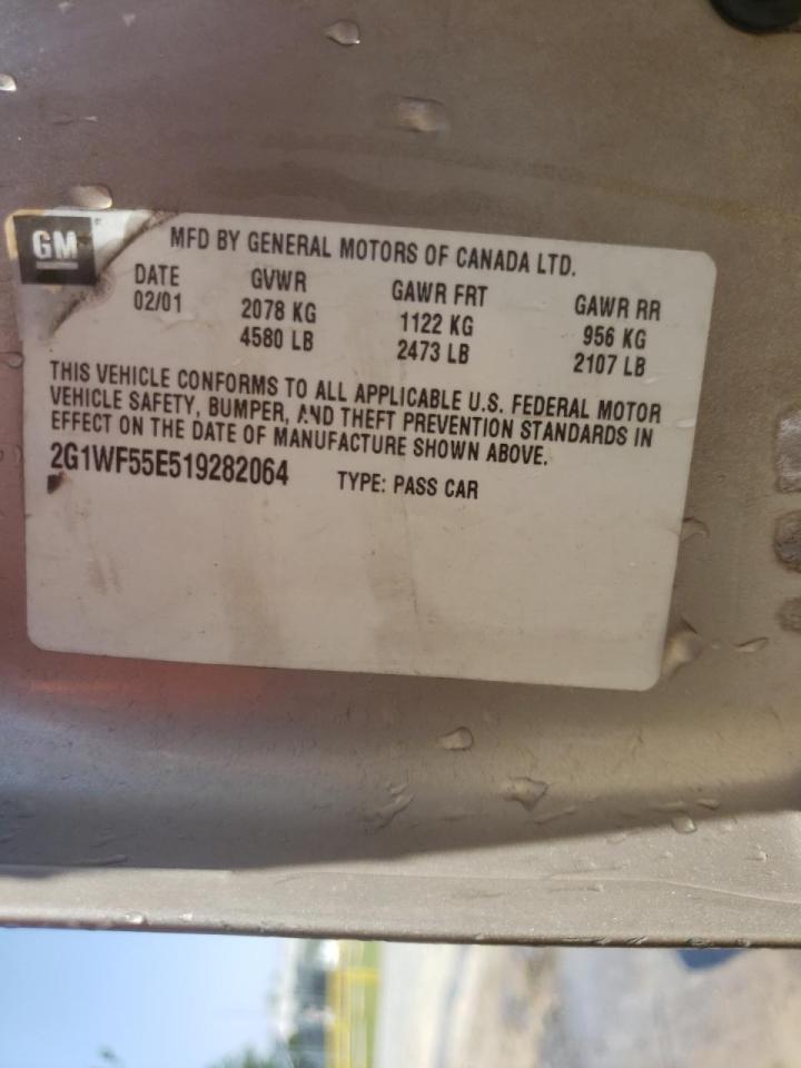 Photo 10 from auction – 2001 CHEVROLET IMPALA with VIN 2G1WF55E519282064